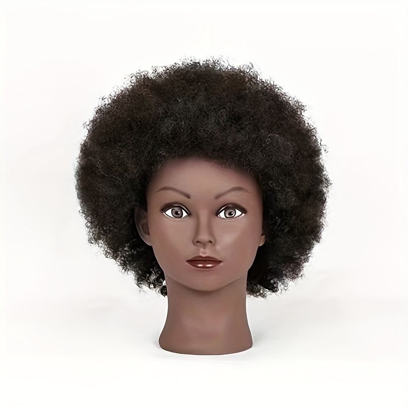 100% Real Hair Mannequin Head With Human Hair Afro Fluffy - Temu