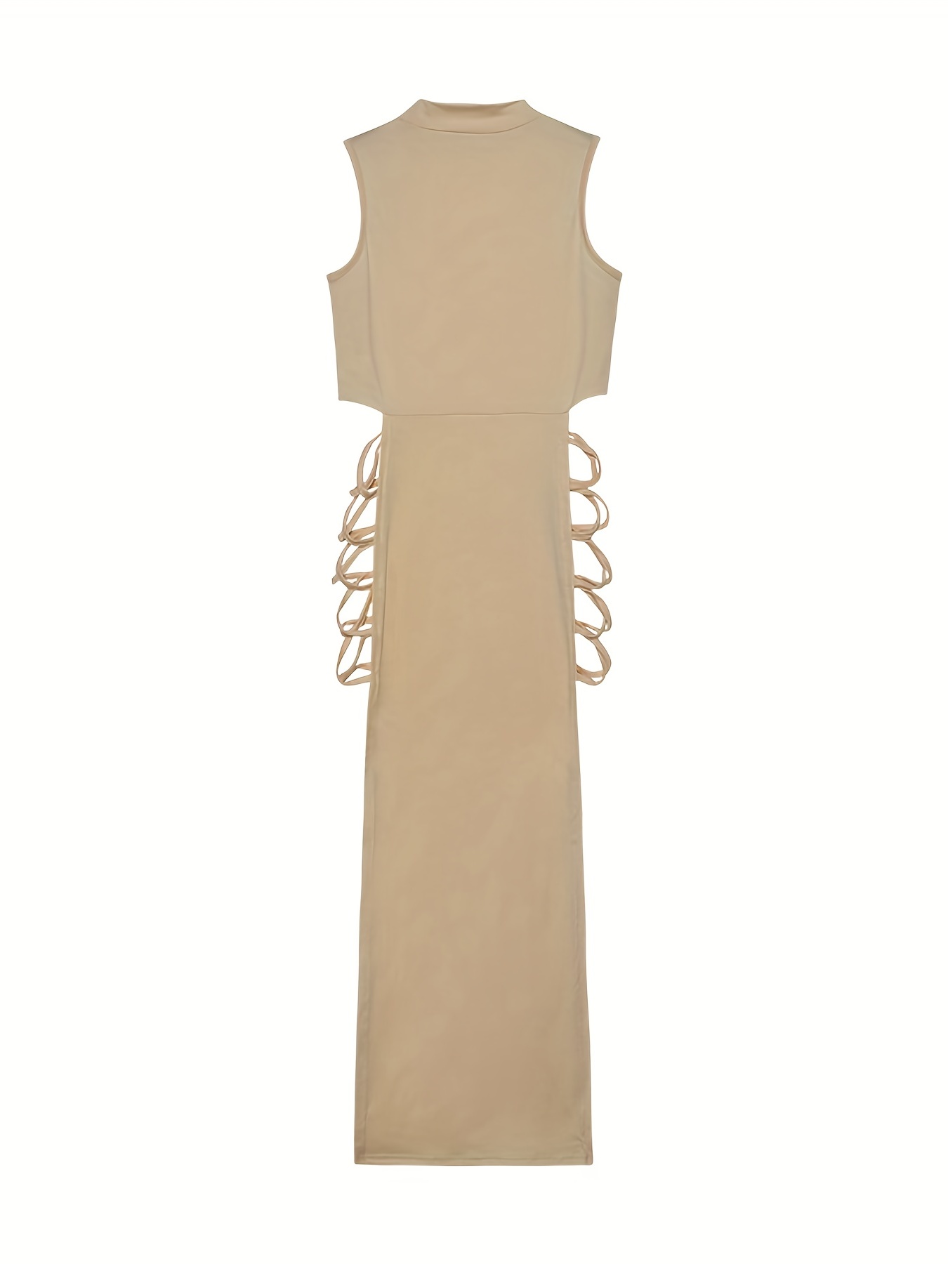 Petite Sleeveless Mockneck Cutout Matte Jersey Midi Dress
