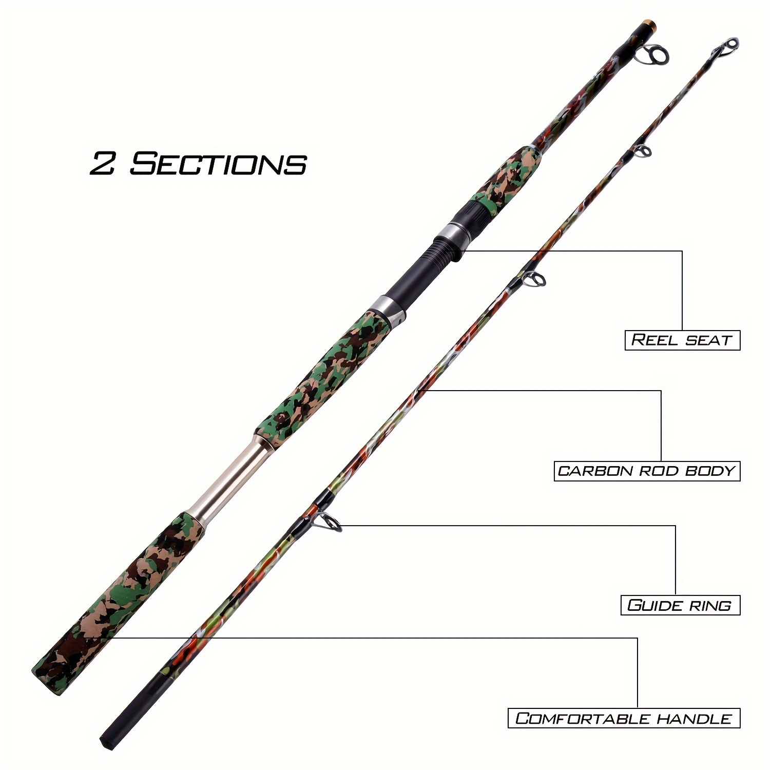 Sougayilang Carbon Fiber Fishing Rod 2 Sections Camouflage - Temu