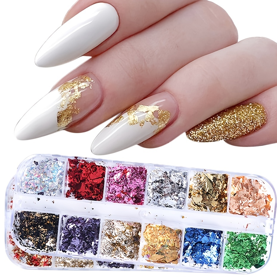 Aluminum Foil Sequins Nail Art Gold Glitter Gold/Silver Irregular Flakes  For Manicure And Winter Decorations From Zhao07, $8.59