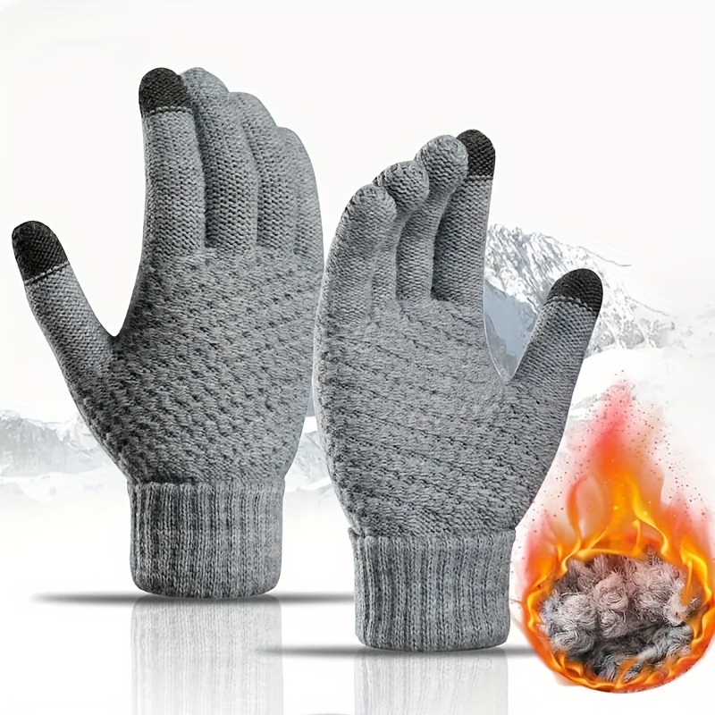 1pair Winter Touch Screen Gloves Mens Full Finger Imitation Fur Warm  Stretch Knitted Gloves Thick Crochet Gloves Ideal Choice Gifts, Quick &  Secure Online Checkout