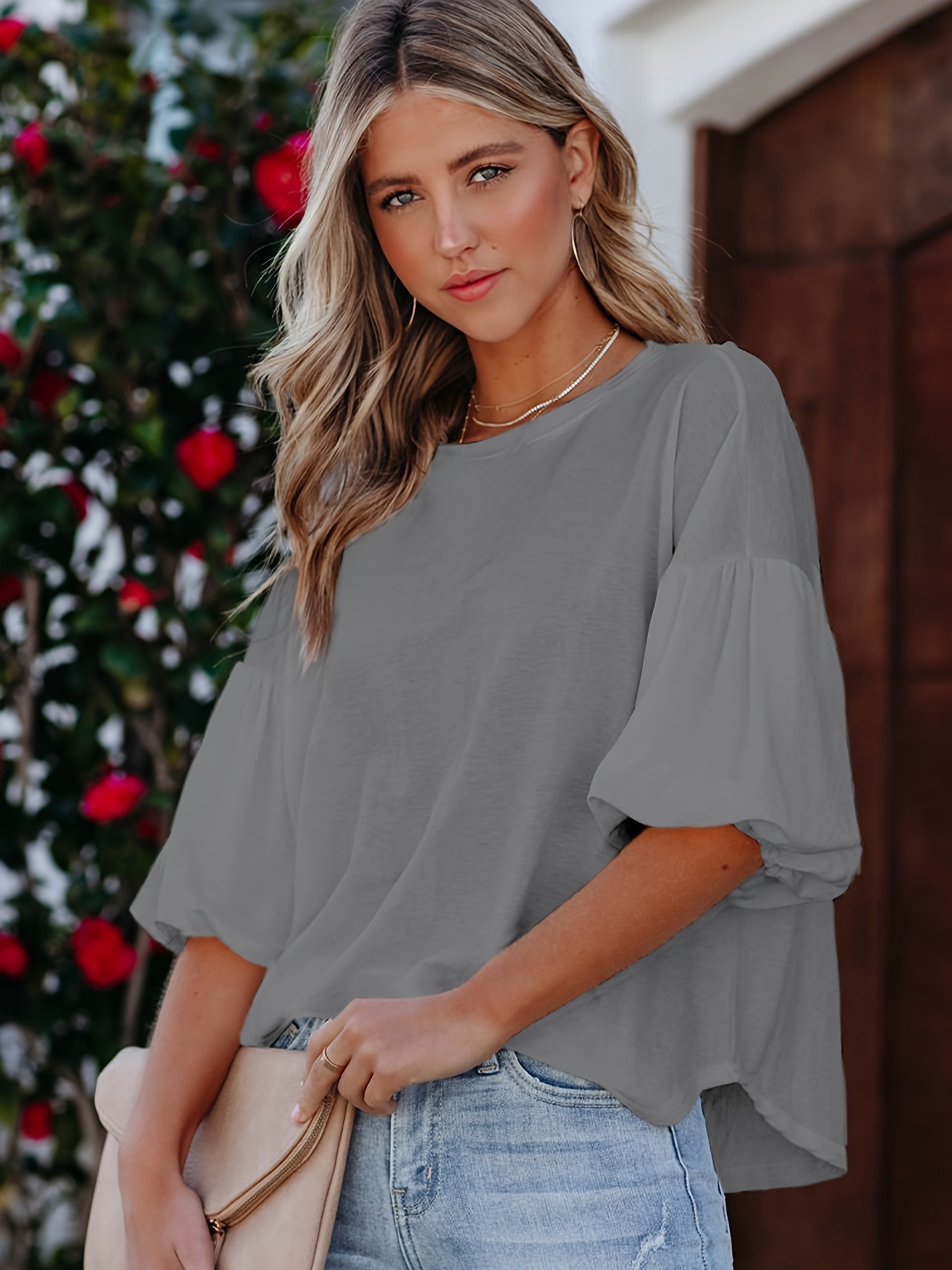 Womens Fashion Chiffon Tops Summer Ruffle T-Shirts Casual Loose Pullover  Blouse