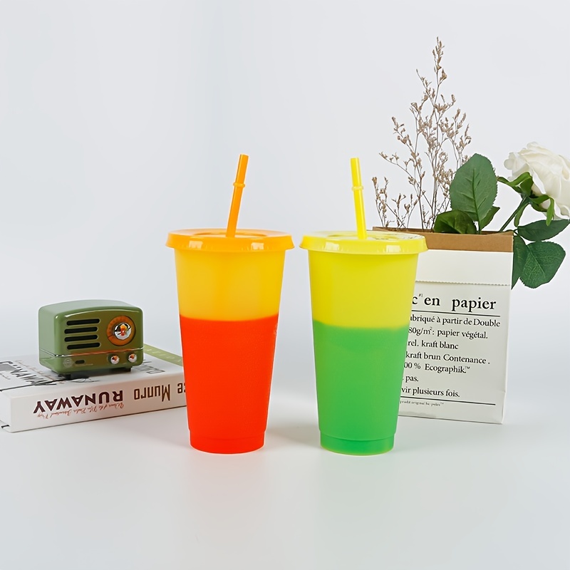 COLORPUL Plastic Tumblers with Lids and Straws - 9 Packs 24oz