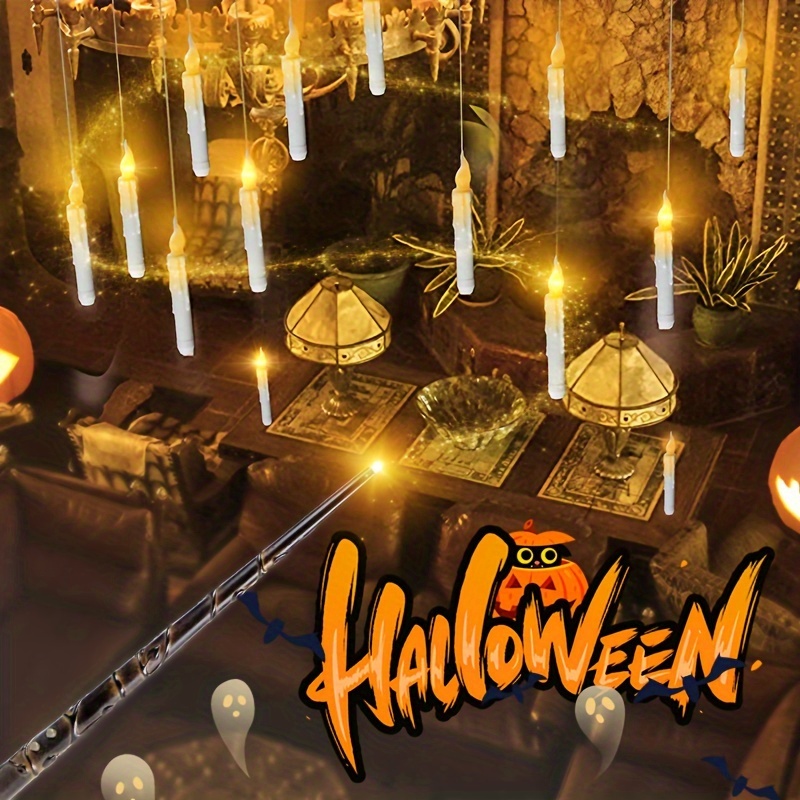Halloween Decorative Floating Candle String Lights With Wand - Temu