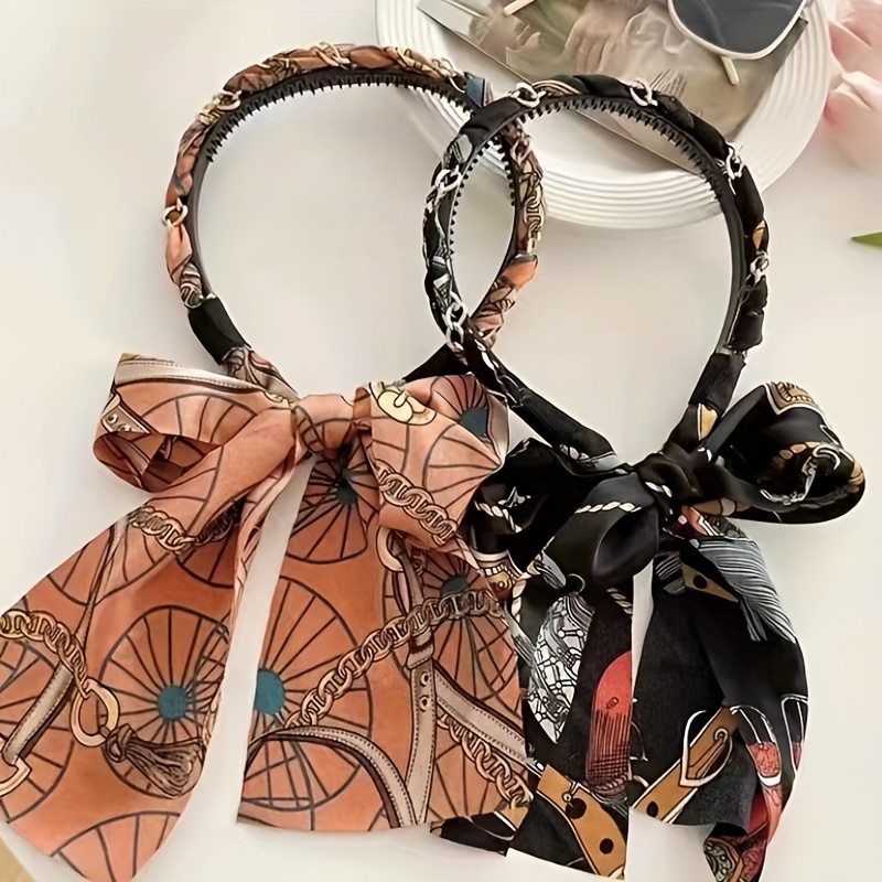 Vintage Long Ribbon Headband Satin Silk Hairband