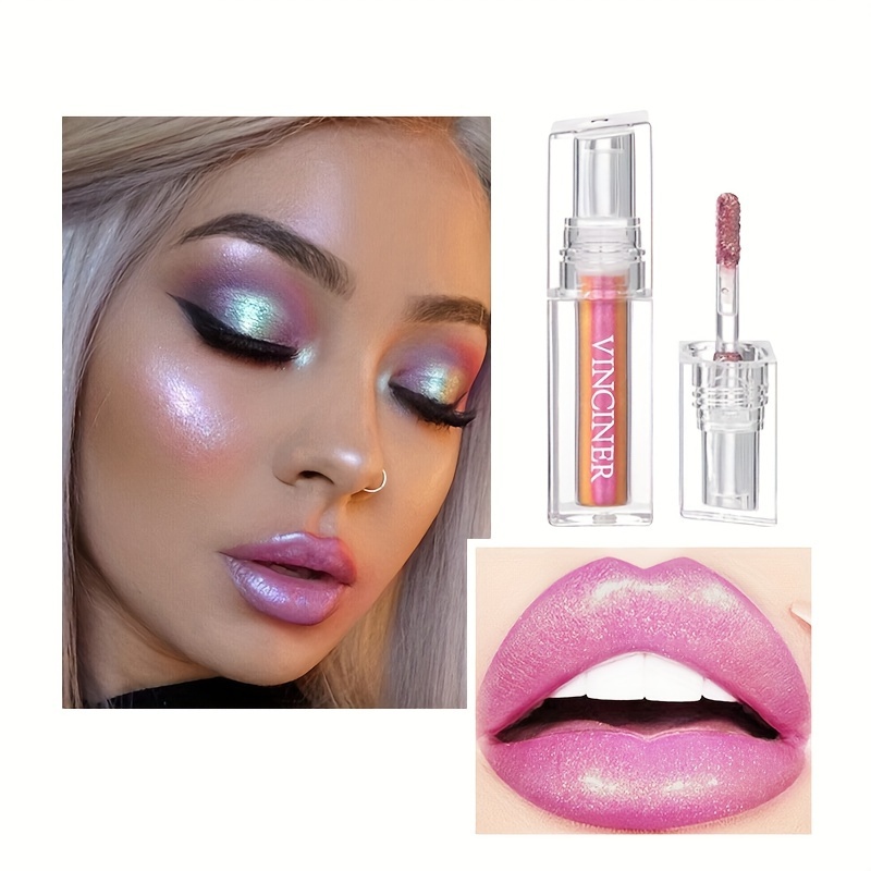 

Moisturizing Chameleon Lip Glaze Eyeshadow Non-fading Aurora Colorful Lip Gloss Diamond Colored Glitter Liquid Lipstick For Makeup Party And Stage Valentine's Day Gifts