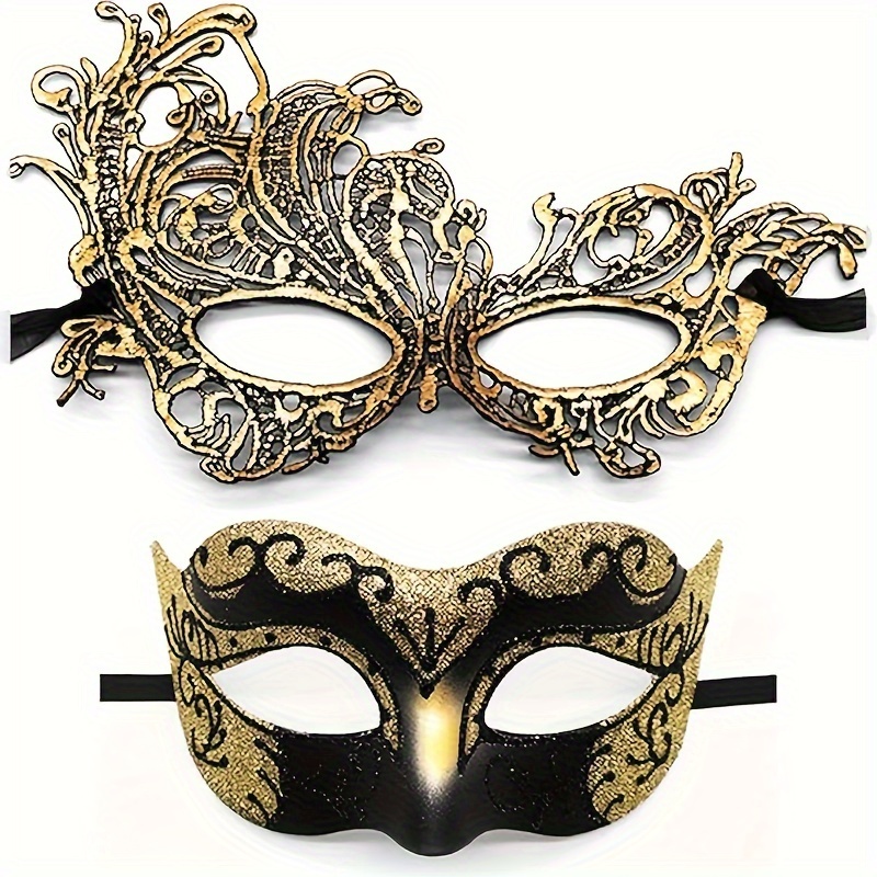 Máscara veneciana, Negro antifaz fiesta Oro clásico antifaz halloween  Cosplay antifaz carnaval Con cuerda elástica para hombre Mujer Pareja (Negro  + Oro) : : Juguetes y juegos