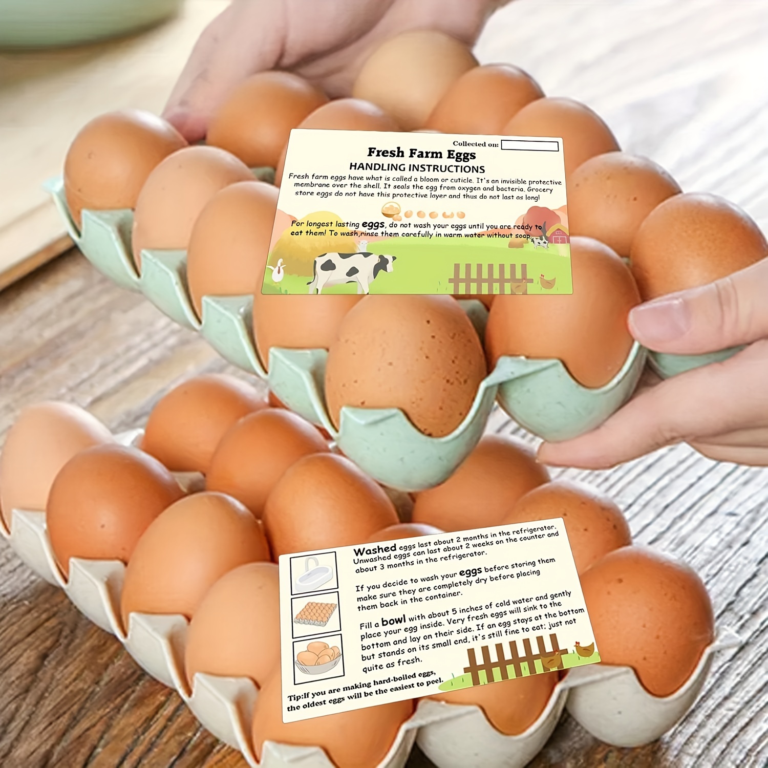 Farm Fresh Eggs Handling Instructions Care Accessories Cards - Temu