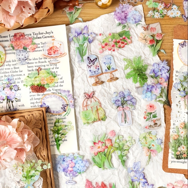 Pet Stickers Flowers Like Dreams Series Watercolor Flowers - Temu