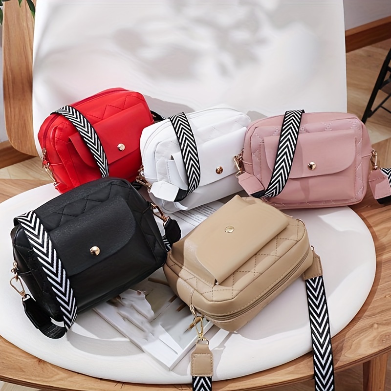 Mini Crossbody Bag With Round Bag, Argyle Quilted Shoulder Bag