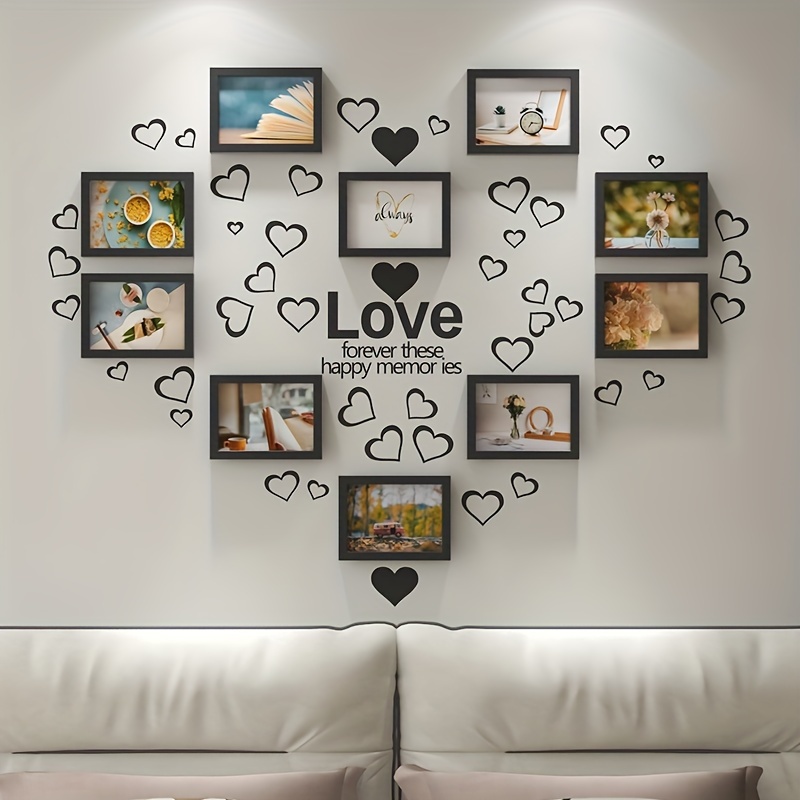  YHRJ Marcos de fotos múltiples para sala de estar, pared  creativa, juego de marcos de fotos grandes, juego de marcos de fotos en  forma de corazón, decoración de pared, 25 marcos
