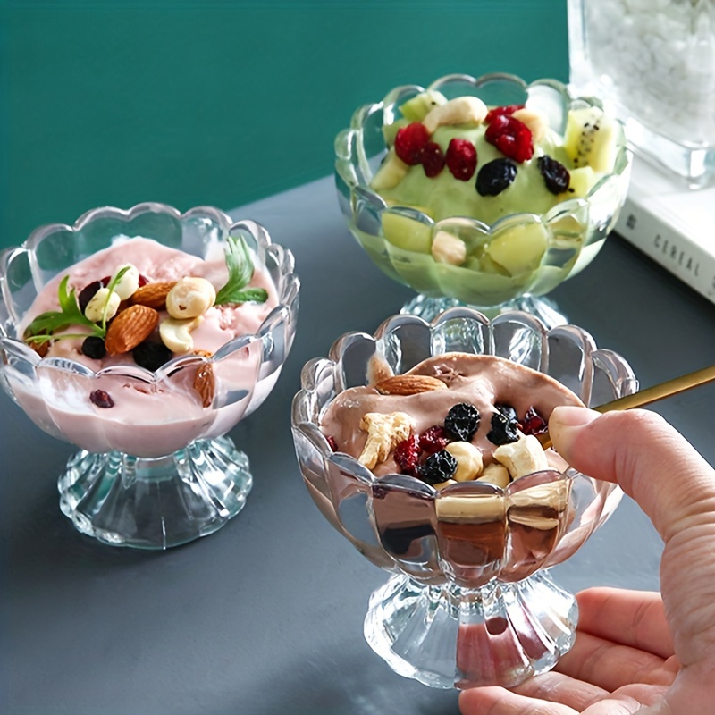 Glass Dessert Bowl Holiday Parties Ice Cream Cups for Cereal Sundae  Milkshakes