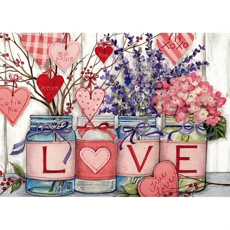 

1pc 30*40cm/ 11.8 * 15.75in Vase Heart Tree Branch Diy 5d Diamond Painting Set, Wall Decoration For Beginner/adult, Valentine's Day Gift