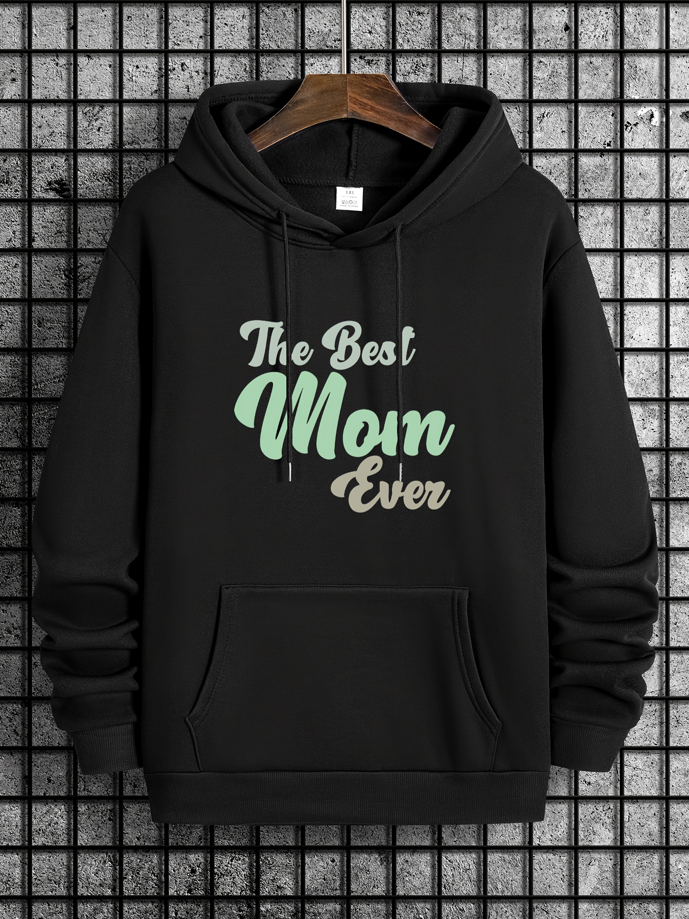 The Best Mom Ever Print Plus Size Hoodies For Men Graphic Hoodie With Kangaroo Pocket Comfy Loose Trendy Hooded Pullover Mens Clothing For Autu