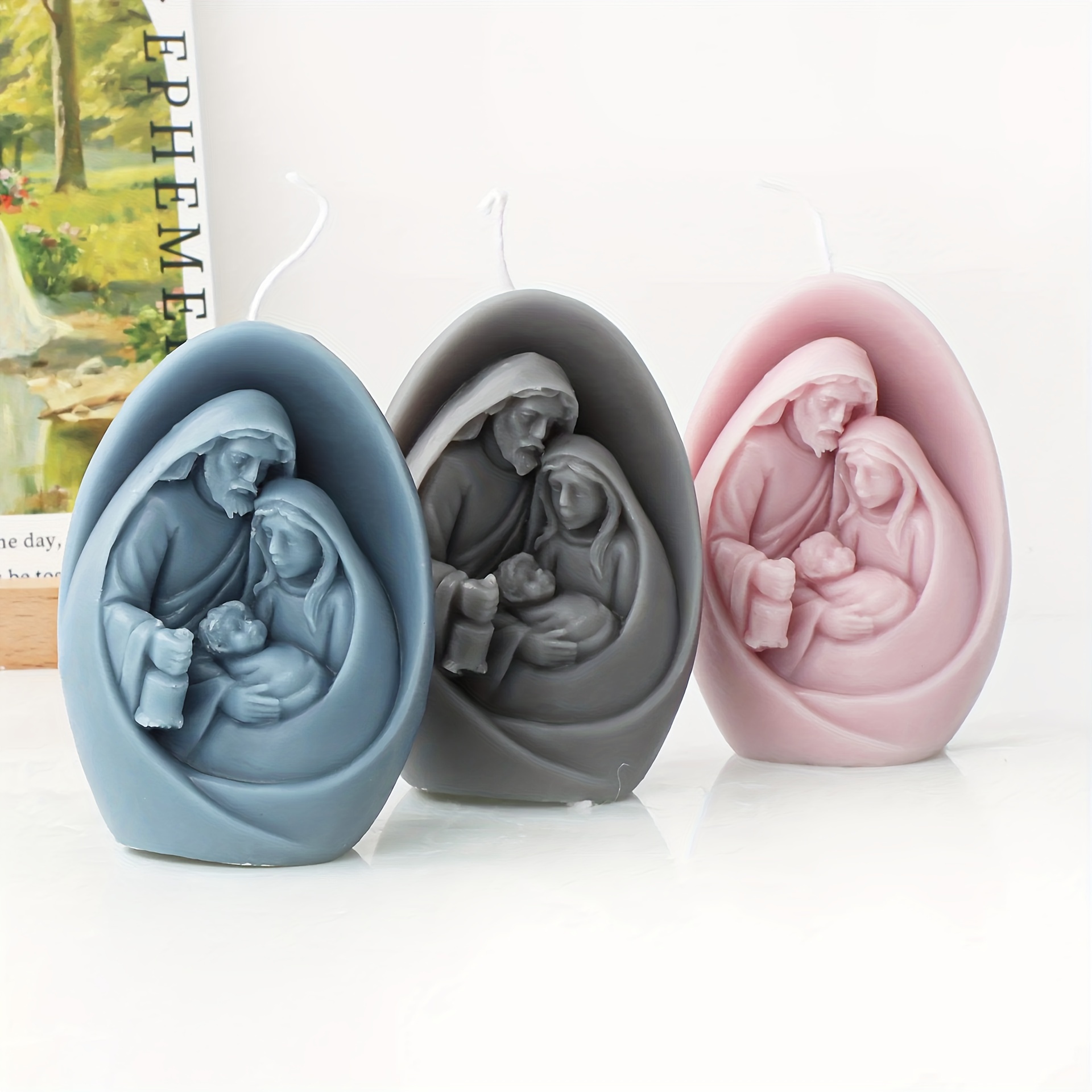 Cestony 3D Krippe Silikonform – Für Kerzen, Harz, Seife, DIY Basteln, Jesus Familie Form