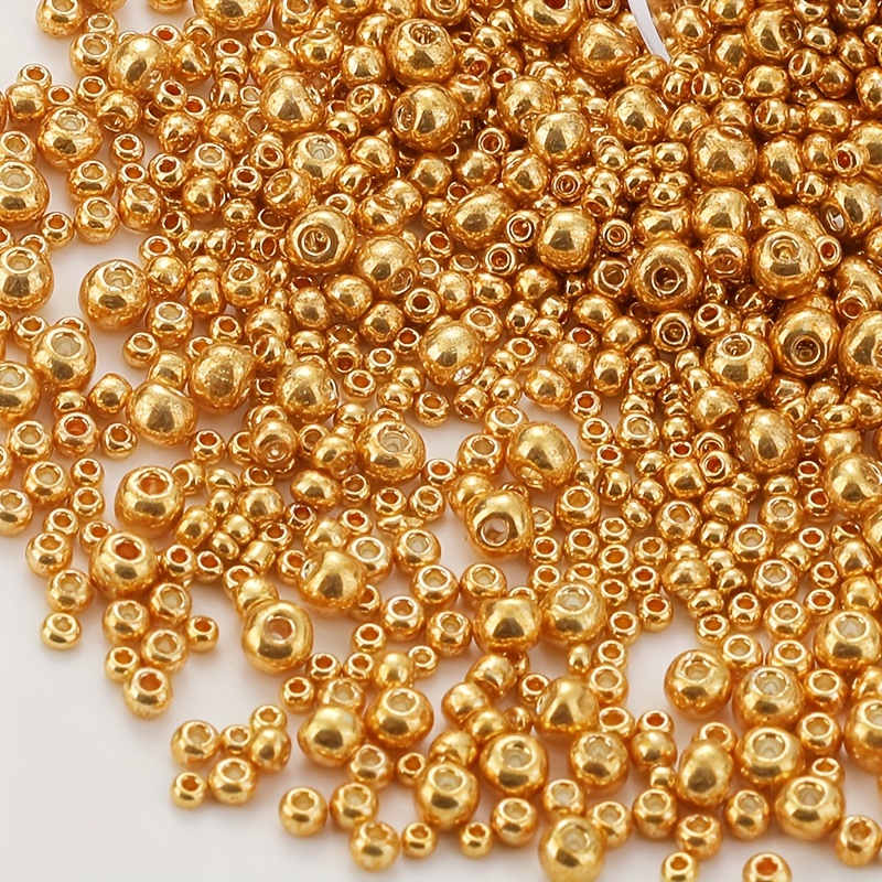 Bag Mixed Size Golden Silvery Ball Beads For Jewelry Making - Temu