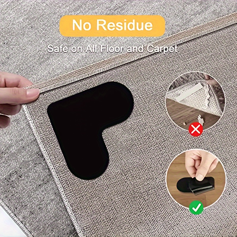 4 PCS Double Sided Non-Slip Rug Pads Rug Tape,Washable Area Rugs