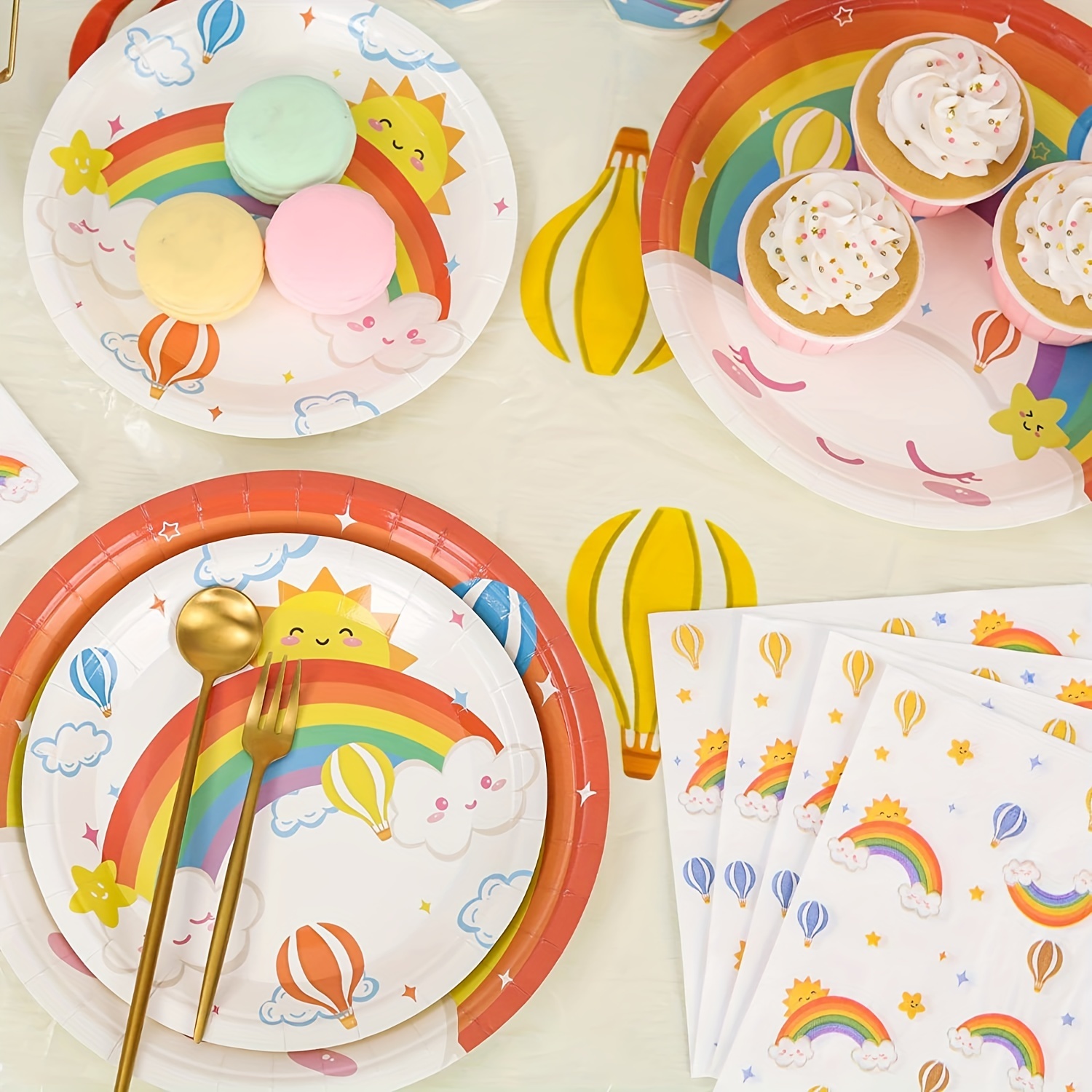 Décoration de Cupcake en nuage multicolore arc-en-ciel pour filles