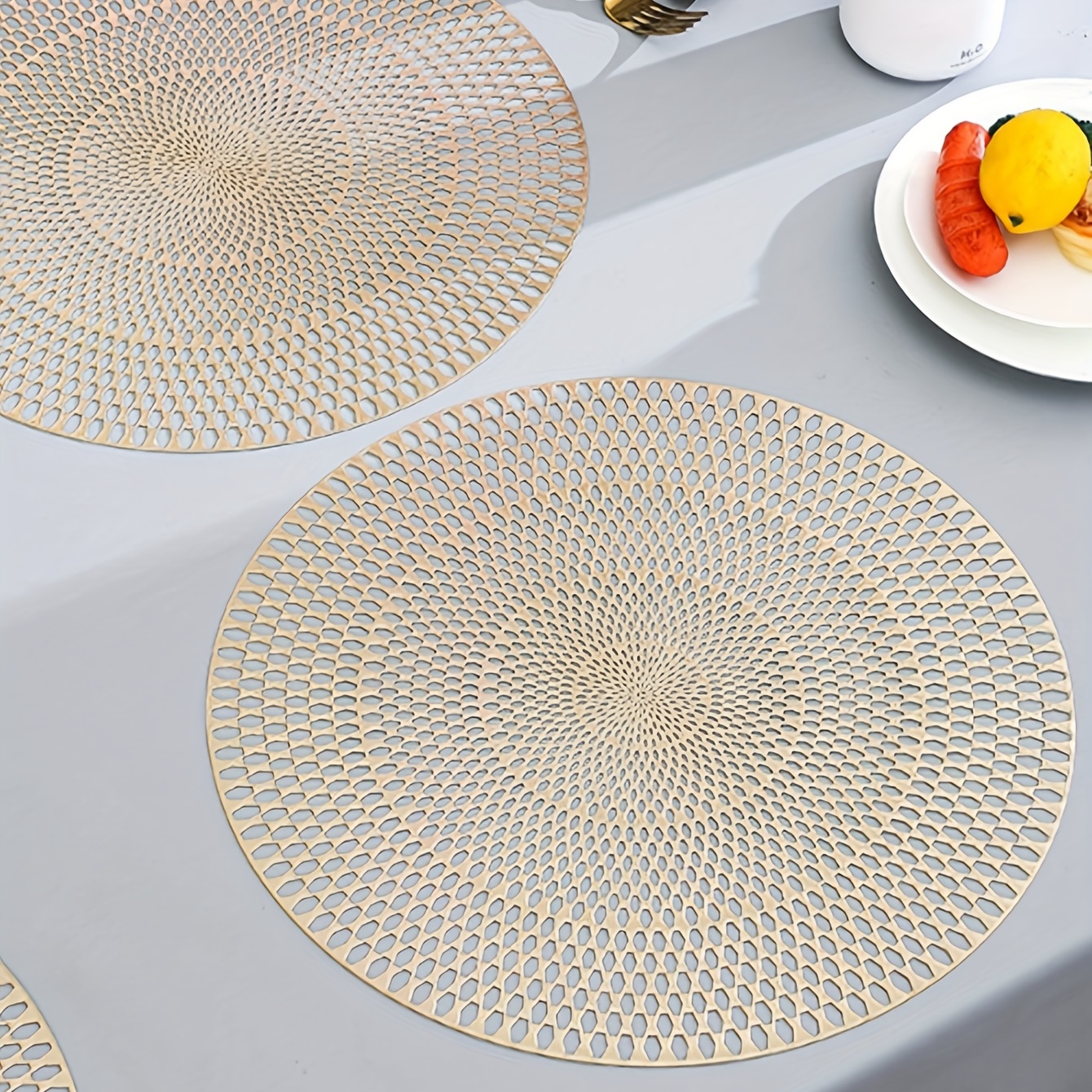Round Pvc Placemats Solid Color Light Luxury Pads Heat - Temu