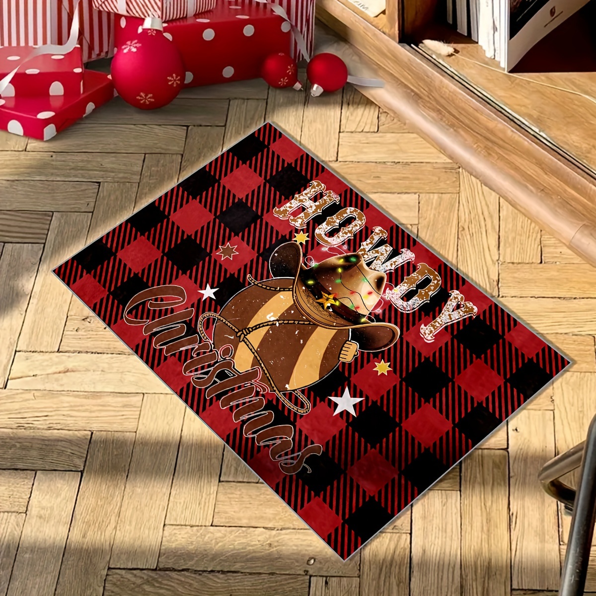 Christmas Kitchen Rug Floor Mat Christmas Ugly Cow Christmas - Temu