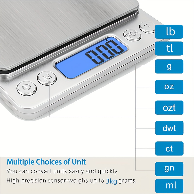 3000g/ 0.1g Electronic Kitchen Scales Digital Small Jewelry Scale Food  Scales Gram and Oz Scale with LCD/ Tare Kitchen Gadgets