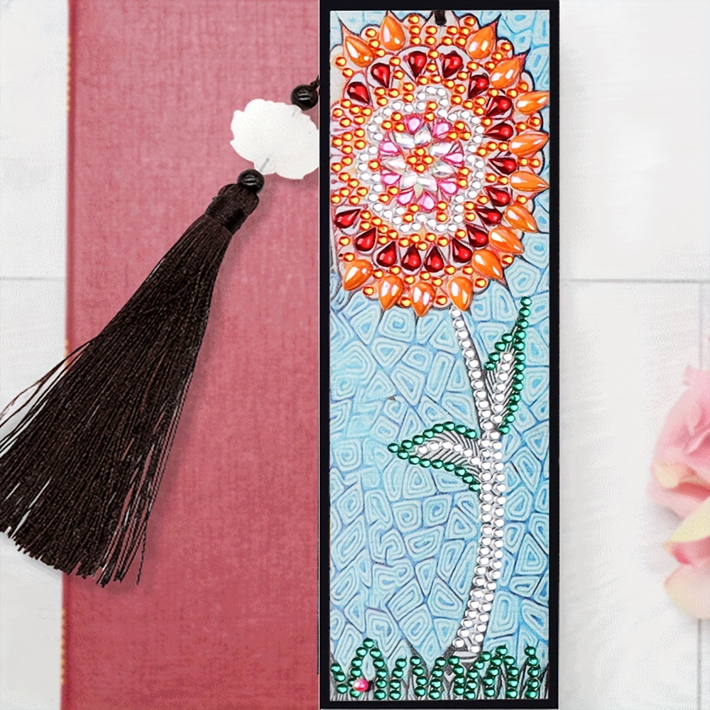 5D DIY Diamond Painting Leather Bookmark Tassel Book Marks Special Shaped  Diamond Embroidery DIY Craft Page Mark for Book