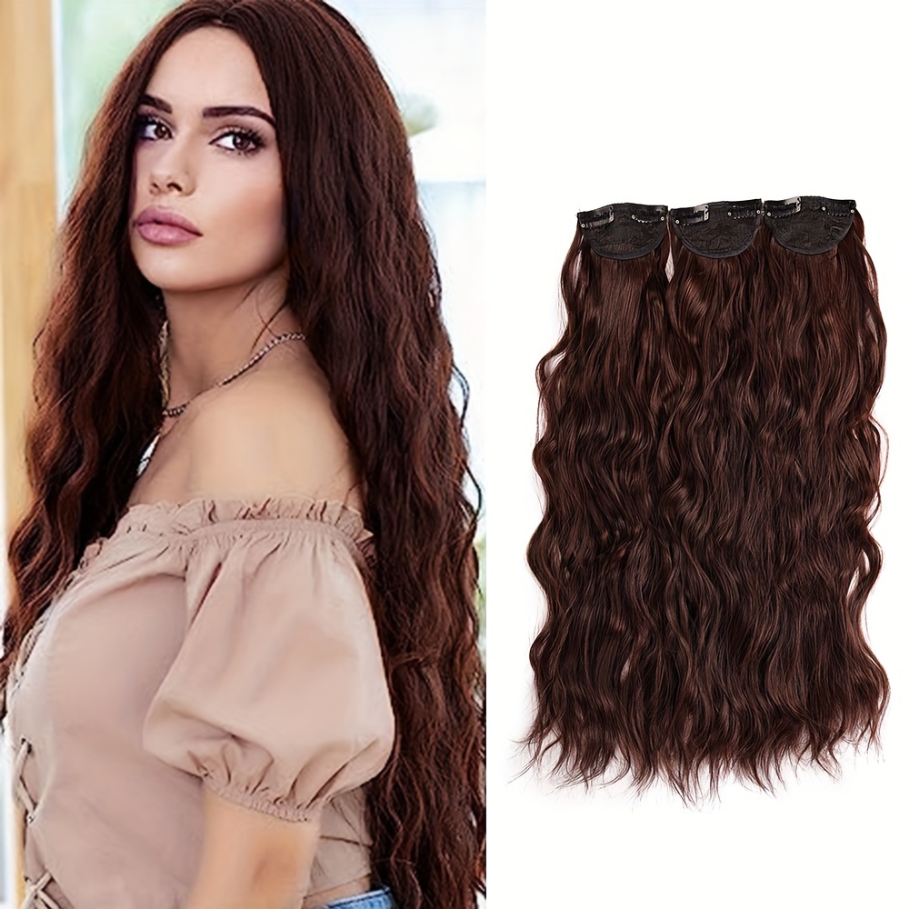 18clips ( Natural Color) Water Wave Hair Extensions Clips In - Temu