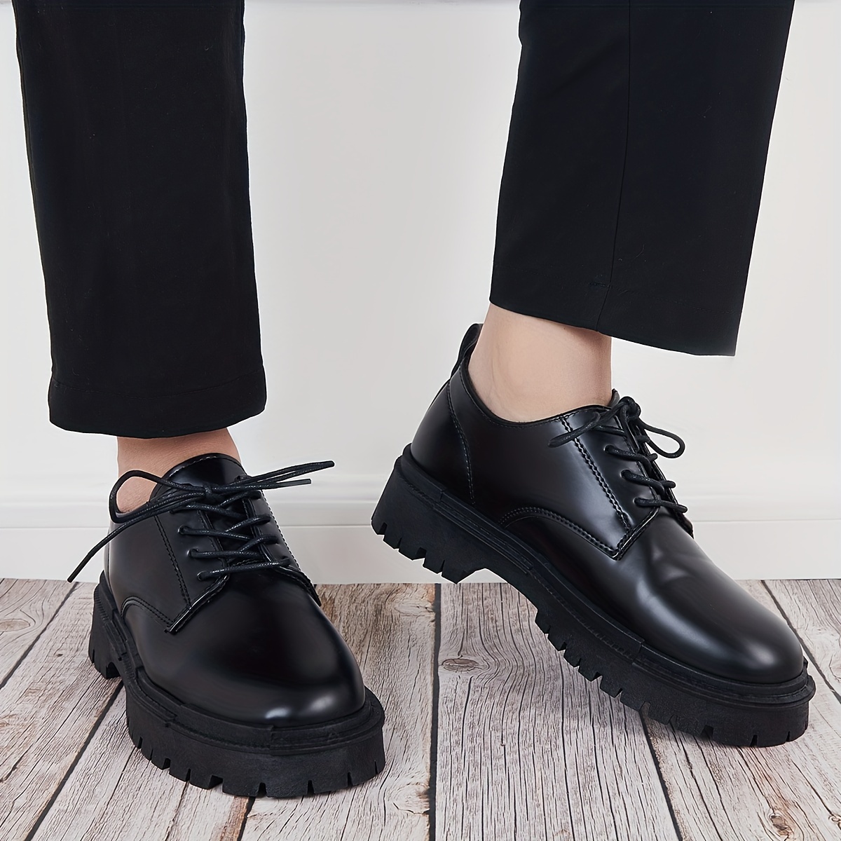 Zapatos Negros Casuales Con Cordones Para Hombre, Zapatos Formales con  suela de caucho
