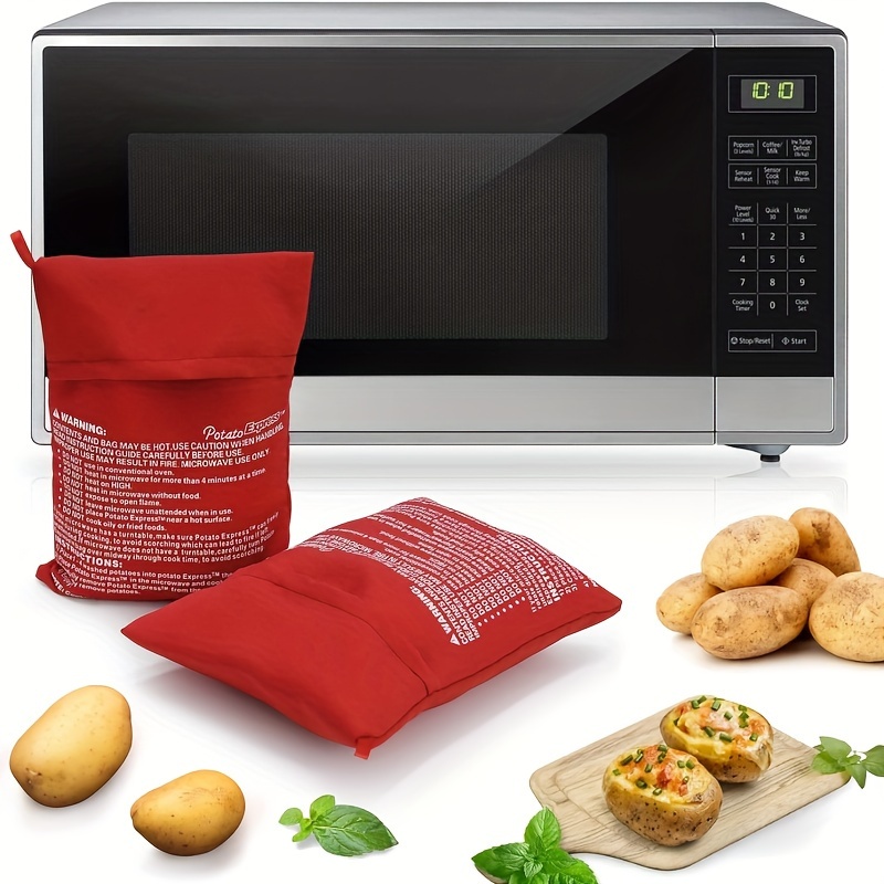 Patelai Bolsa de papas para microondas, reutilizable, bolsa de papas al  horno roja, ahorro de tiempo, bolsa de cocina de patatas asadas para papas  y