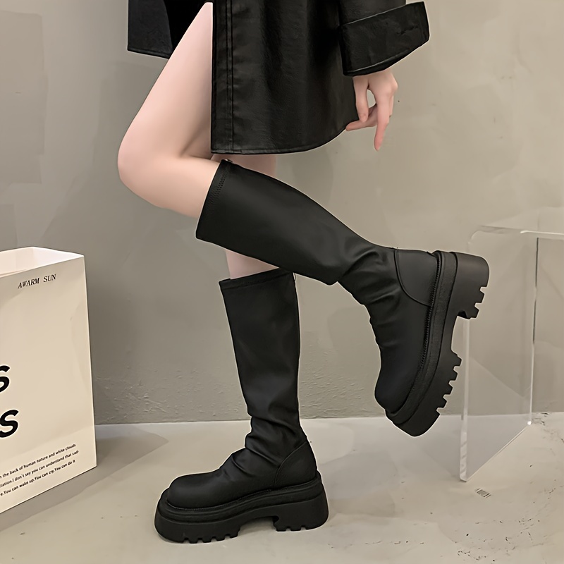 stacked platform boots