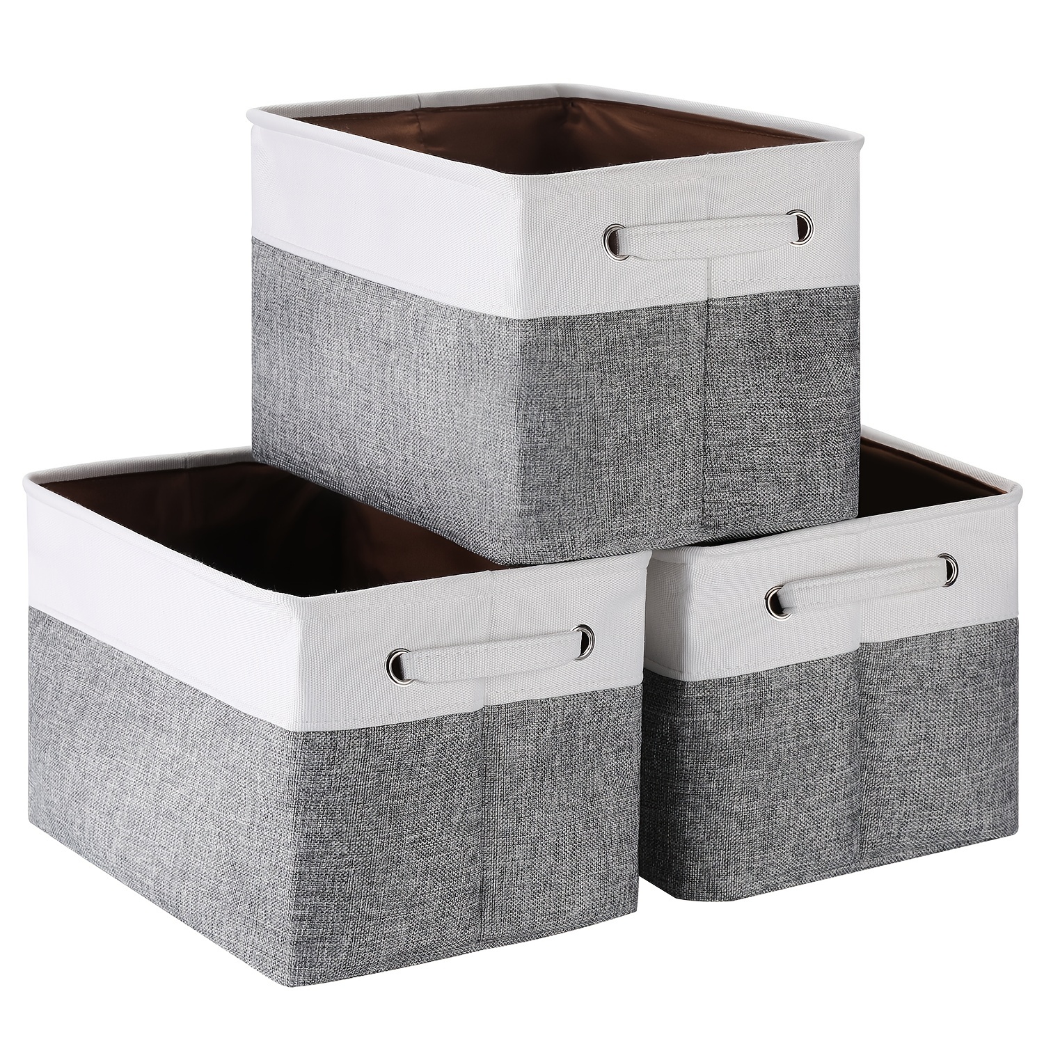 3pcs Folding Storage Bins Foldable Canvas Fabric Storage Basket Cubic Box