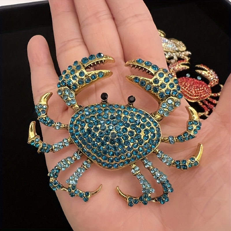 Crab Brooches Rhinestone Sea Animal Party Office Pins