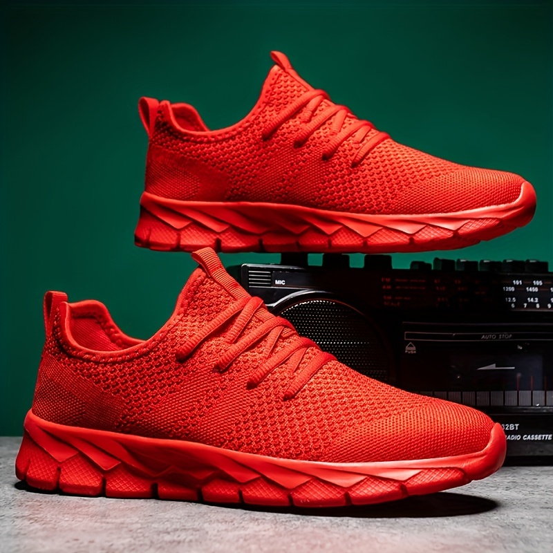 Red Lace Mesh Running Shoes for Women