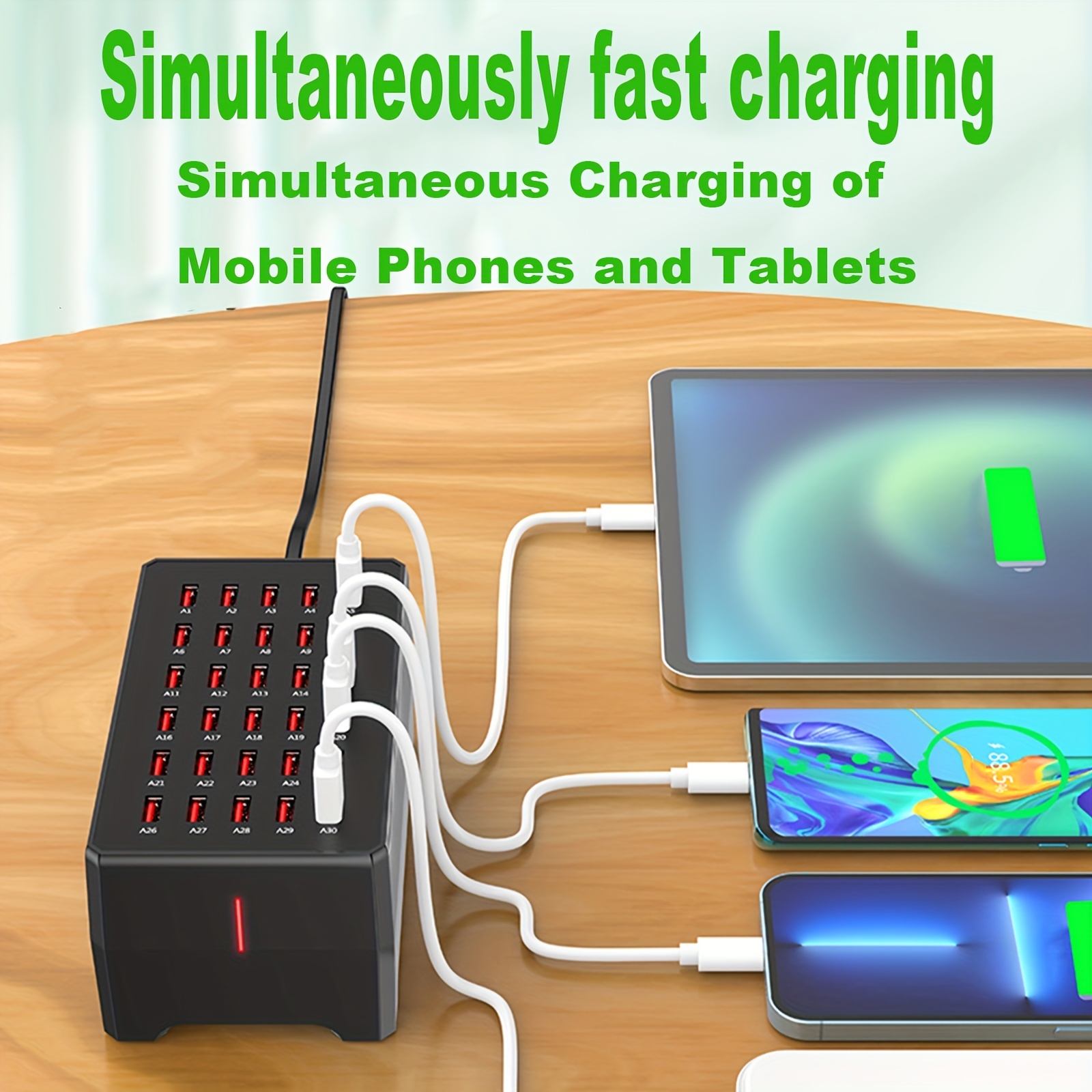 30-Port Charger, USB Charger Station, USB Fast Charger, Smart Charging  Recognition, Suitable for Travel, Family Gatherings, Schools, Shopping  malls