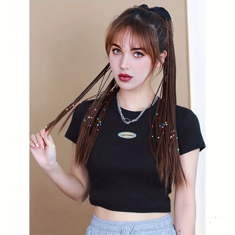 box braids ponytail with ribbon tie wrapped around ponytail extensions synthetic hair extensions elegant for daily   accessories halloween christmas details 4