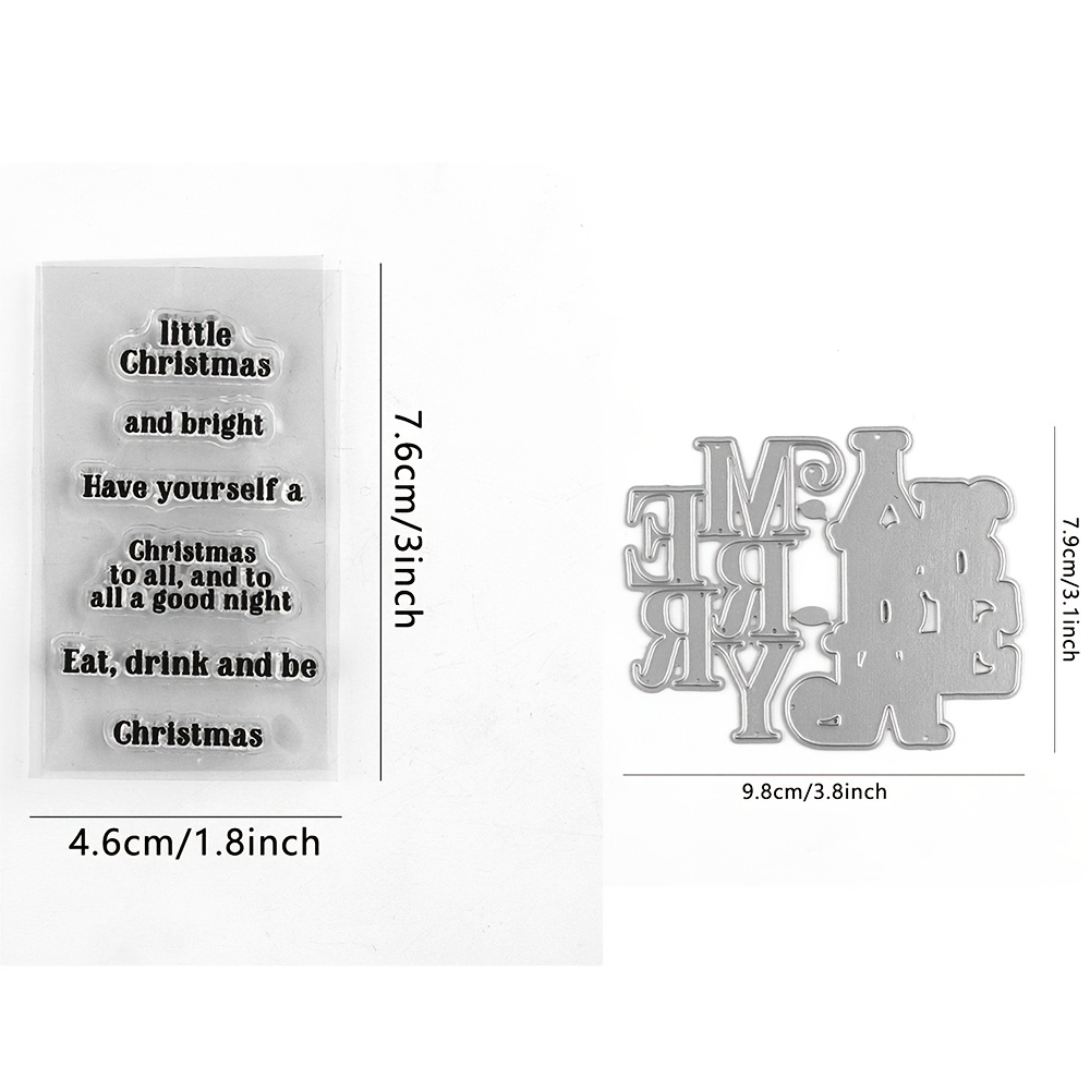 Merry Christmas Greeting Clear Stamp With Sentiment Words - Temu