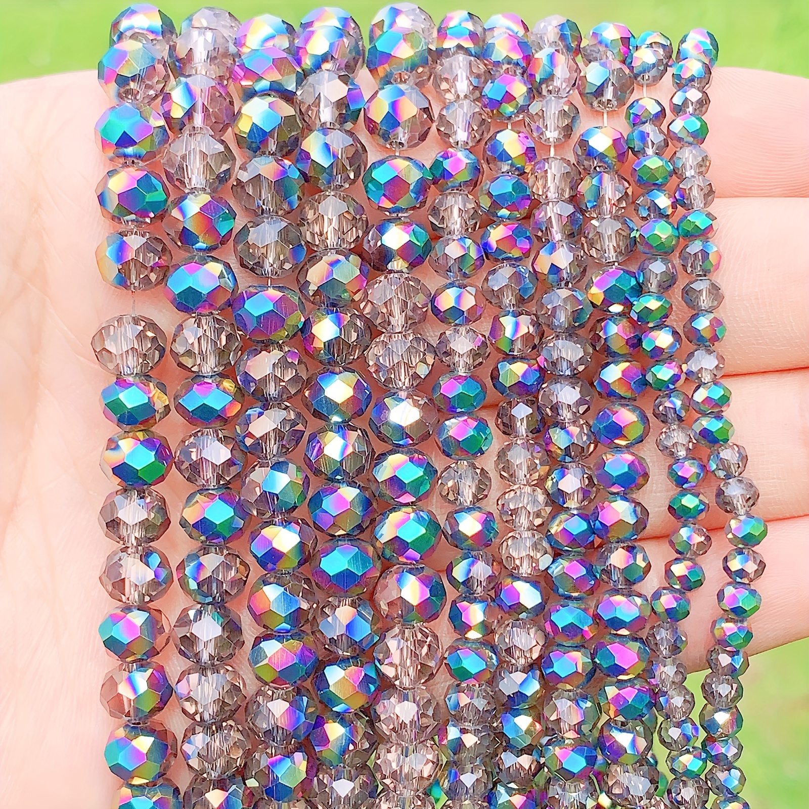 Crystal Glass Big Hole Beads Charms Colorful Rhinestone - Temu