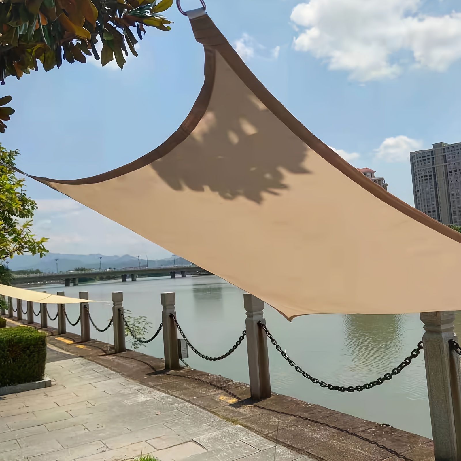 1 Pack Sun Shade * Rectangle, UV Block Sunshade Fabric For Patio Deck Yard  Backyard Outdoor Facility And Activities, Beige, 6.5'x8.2'
