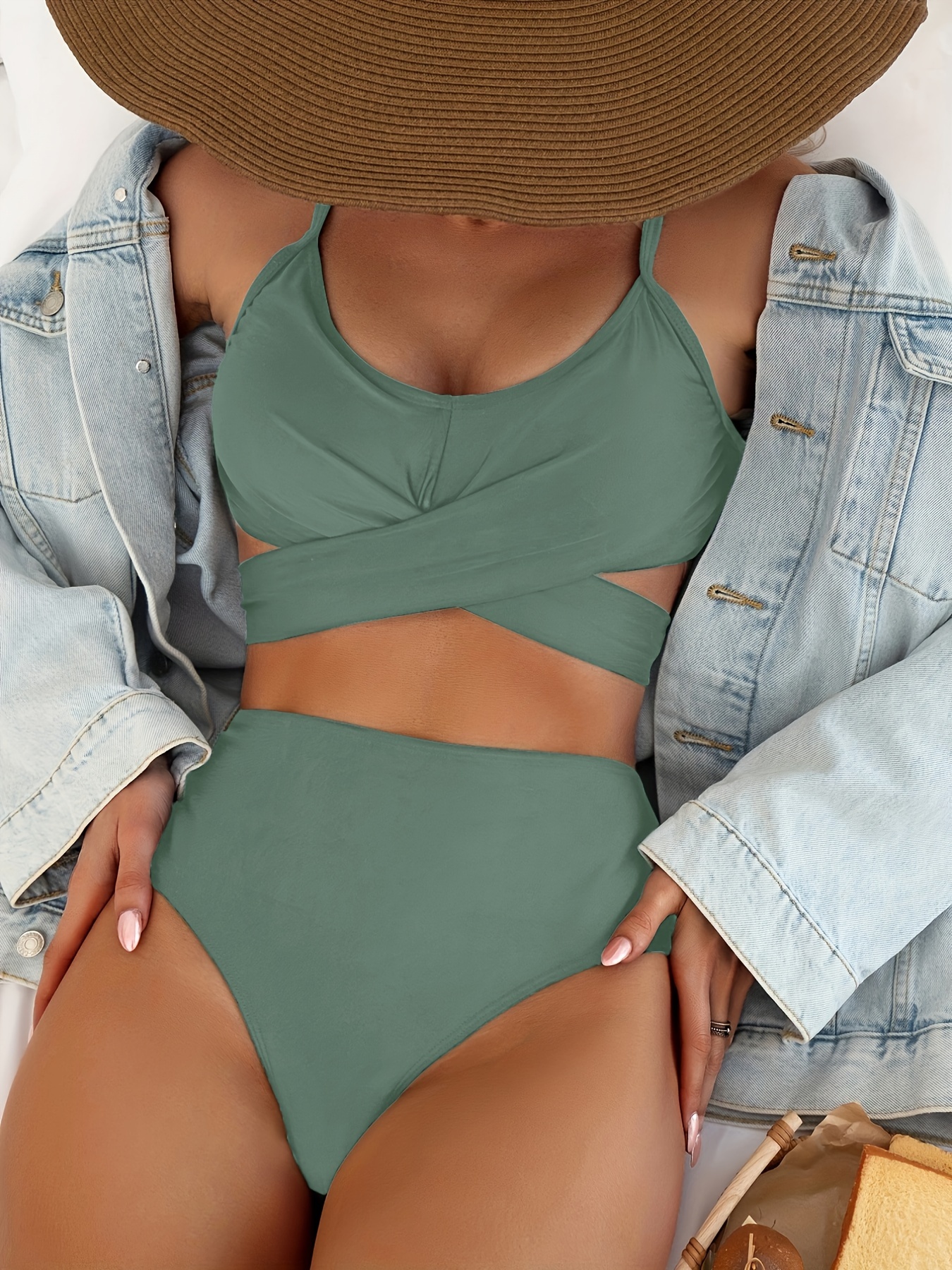 Hot AZ Swimwear - Crop Top with Ties and Underboob Cutout Bikini