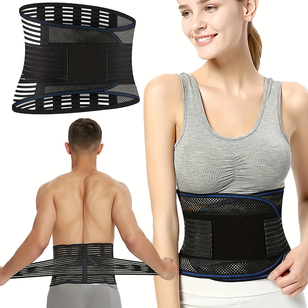 Back Brace for Men Women Lower Back Pain Relief with 7 Stays, Back Support  Belt with Dual Adjustable Straps,Lumbar Support Belt for Herniated Disc