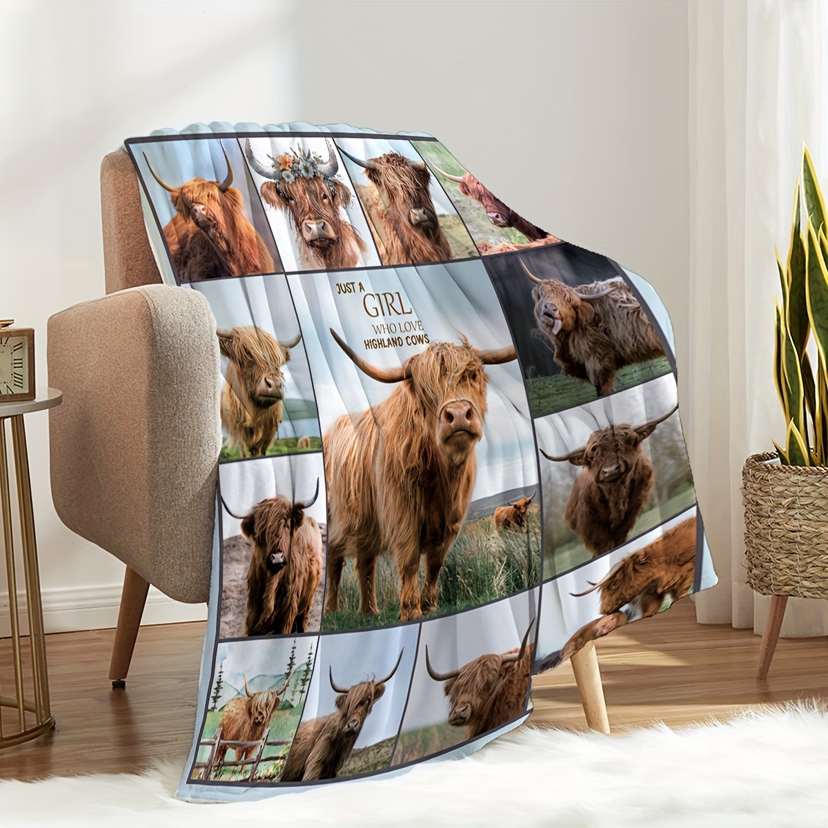 Cow Print Blanket Highland Cow Decorative Gift Cow Gift For - Temu