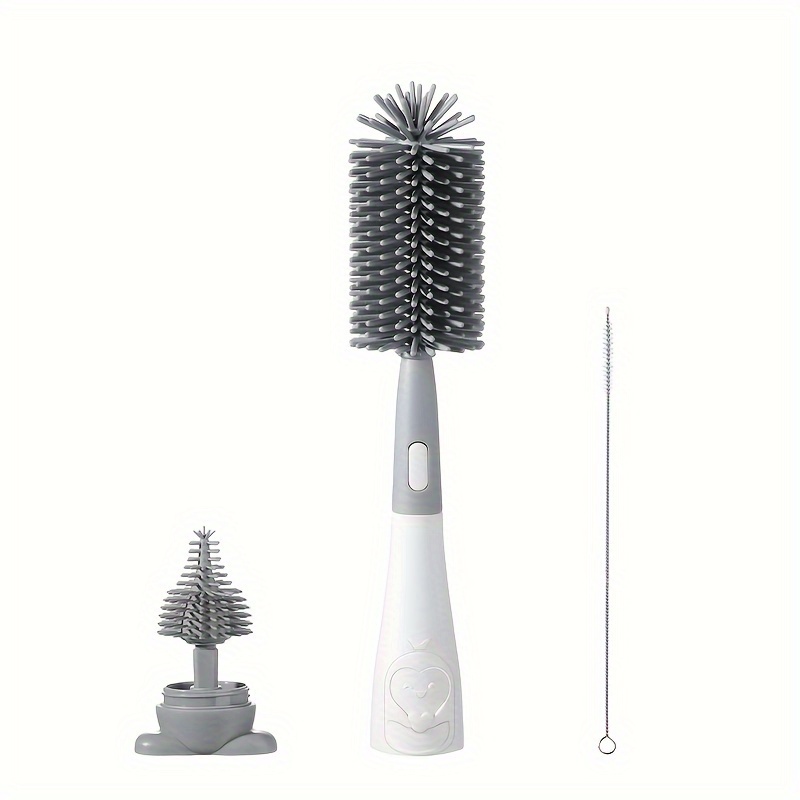 1 Set Penguin Silicone Bottle Brush Set Stand Hidden Type With & Straw Brush For Bottles Cups Vacuum