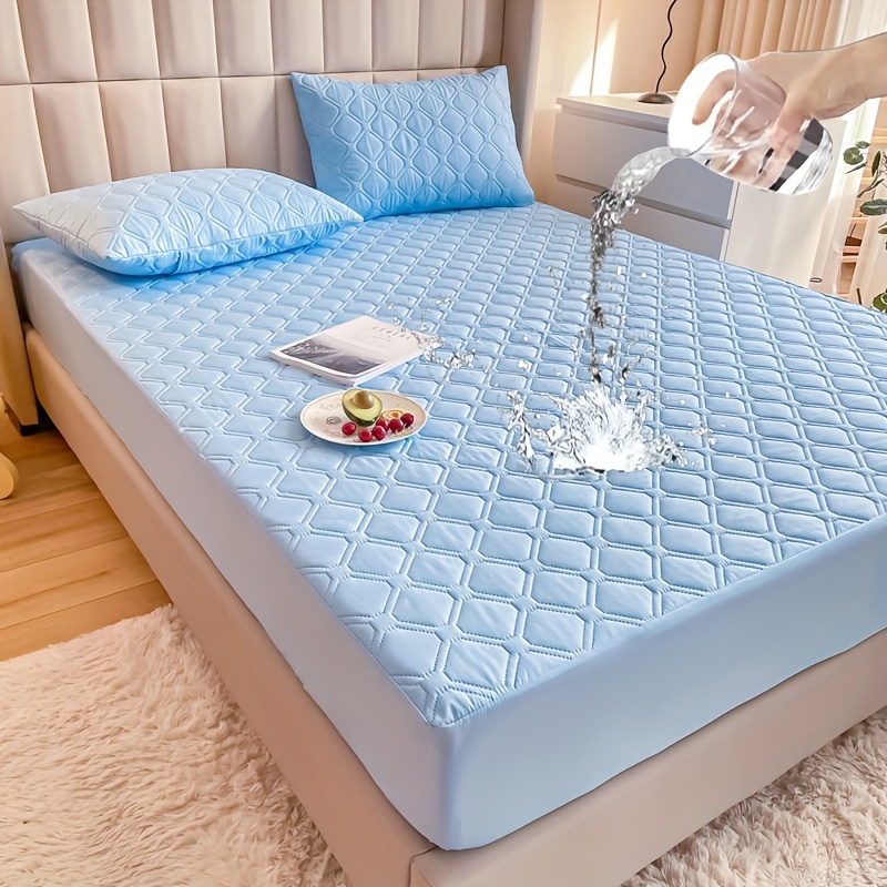 Solid Color Quilted Mattress Cover Waterproof Mattress Pad - Temu