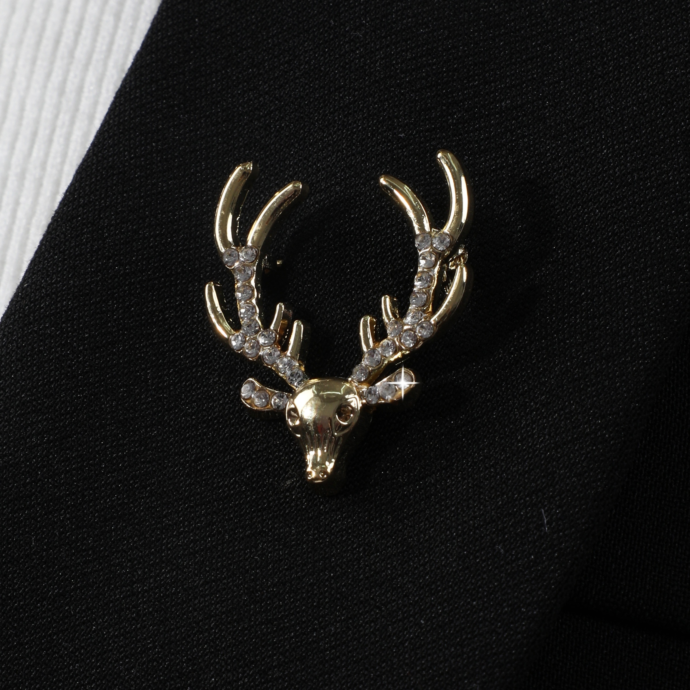 Rhinestone Plum Deer Multifunctional Pin Brooch for Men