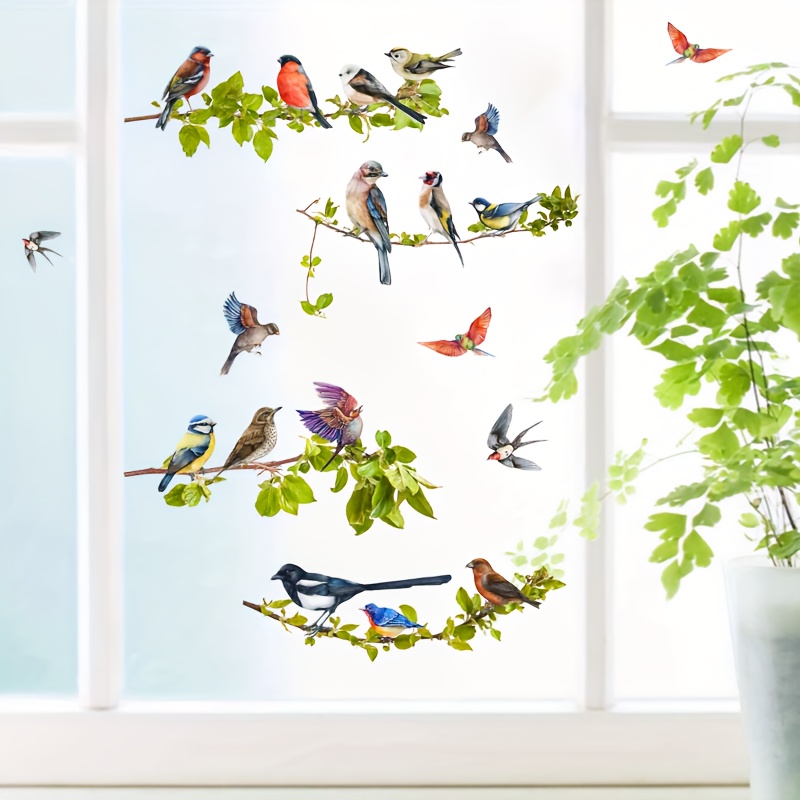 1 Set Décalcomanie Fenêtre Réutilisable Branches Oiseaux - Temu Canada