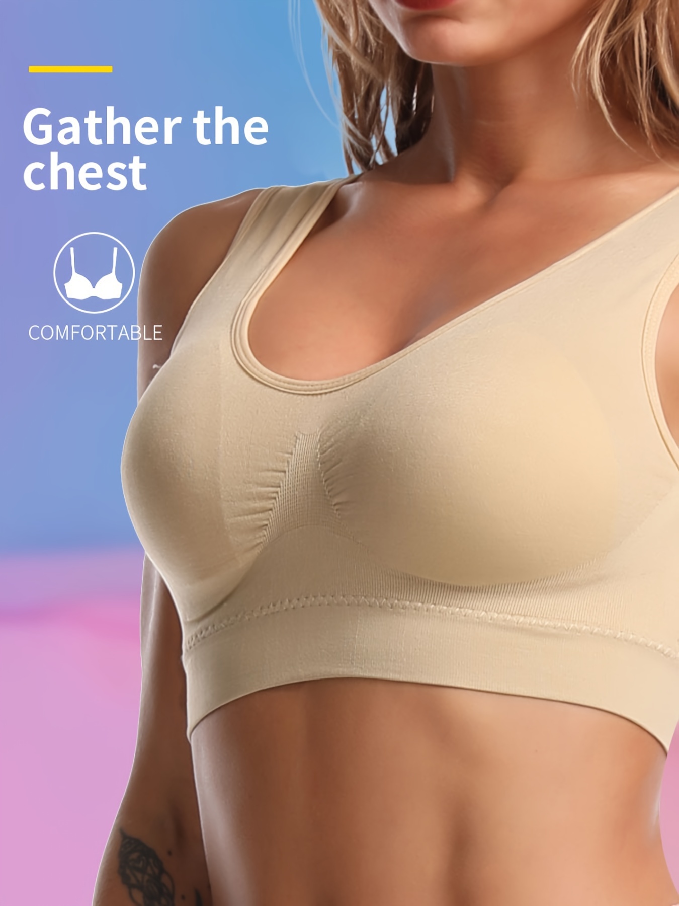 Sexy Seamless Push Up Sports Bra With Pad For Women Wireless
