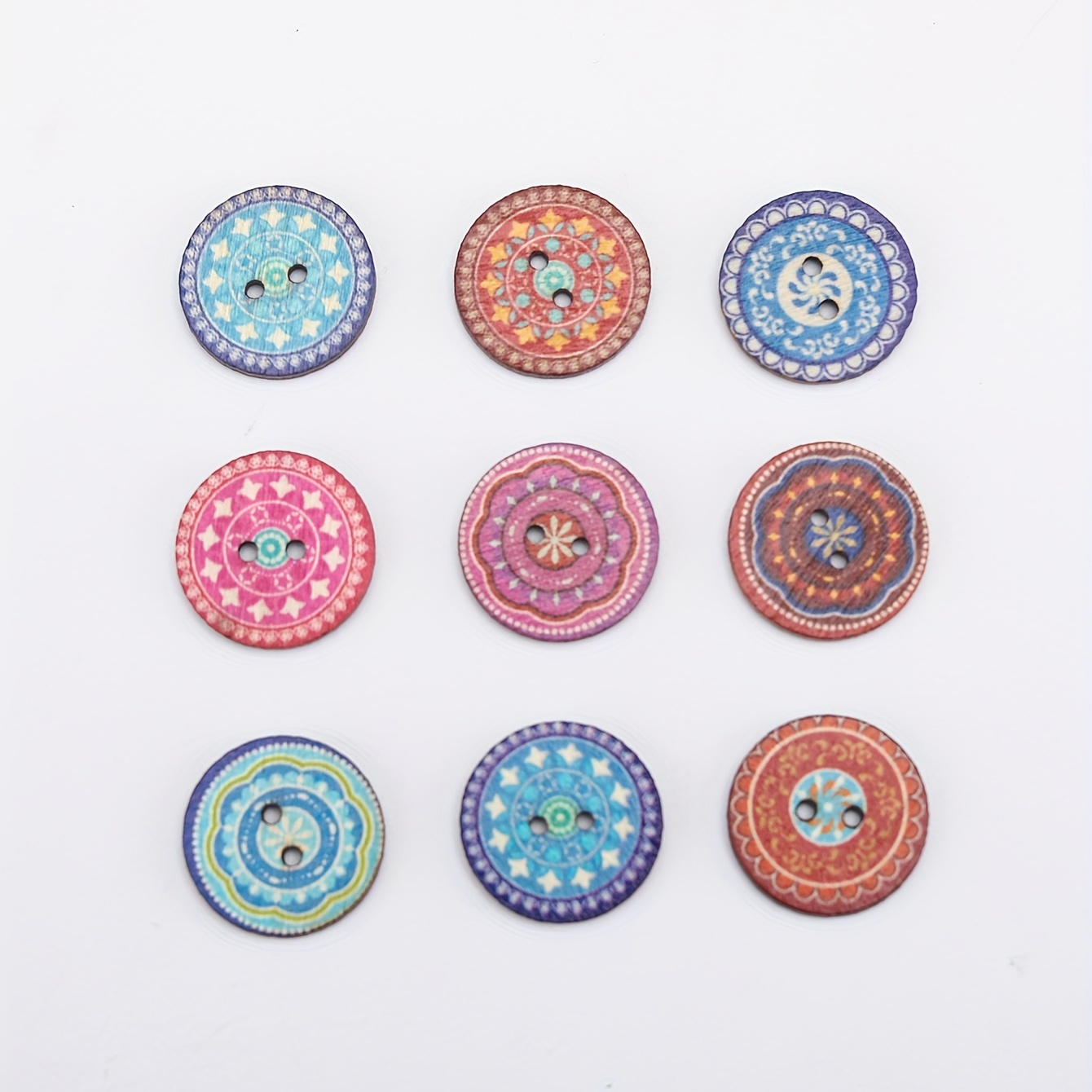 Retro Wooden Buttons 2 Holes Ethnic Style Wooden Beads For Handwork Sewing  Scrapbook Clothing Button DIY Crafts Accessories Gift Card Decor