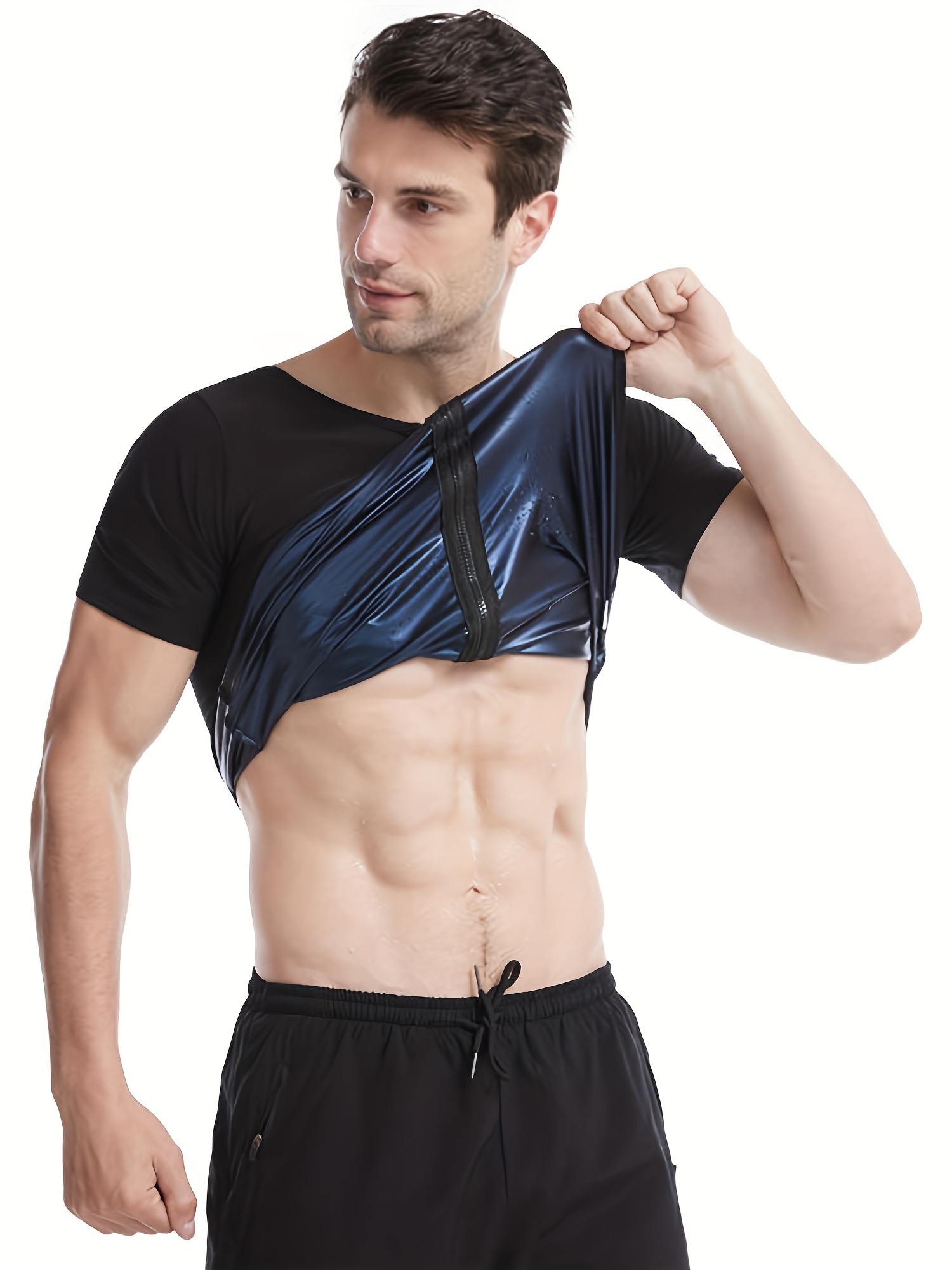 Men's Sweat Sauna Vest Athletic High Stretch Zip Body Shaper - Temu Canada