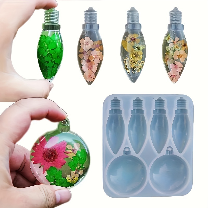 

1pc 3d Christmas Resin Light Bulb Silicone Mold Home Decoration Hanging Decorations Christmas Tree Decoration, Christmas Decorations Resin Mold For Diy