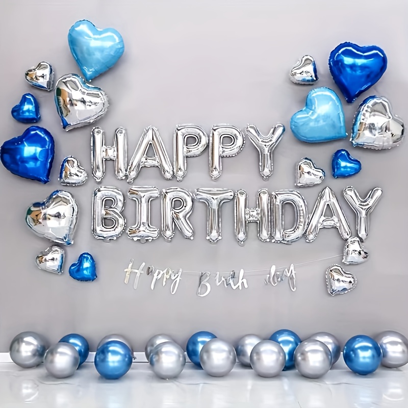 Decoración de Cumpleaños Azul para niños Happy Birthday Globos Feliz  Cumpleaños